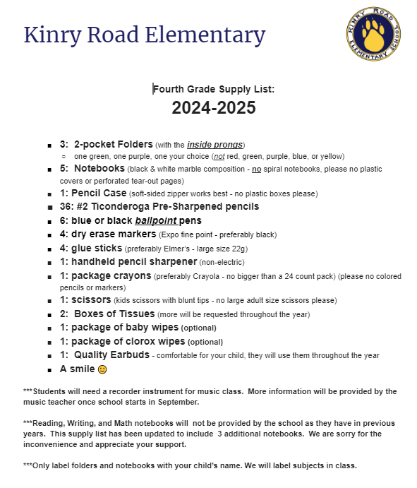 Supply List